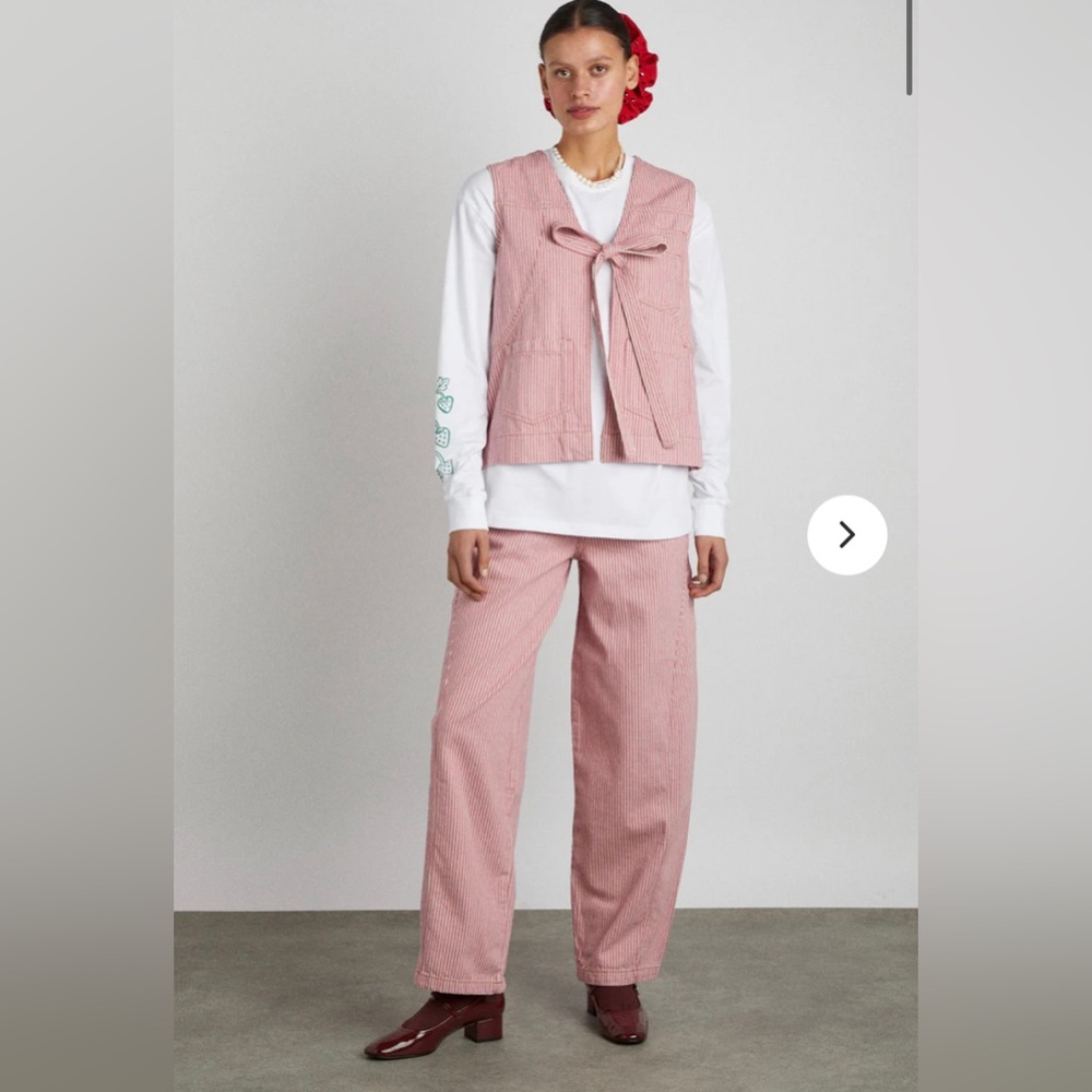 Damson Madder denim jeans in pink hickory stripe